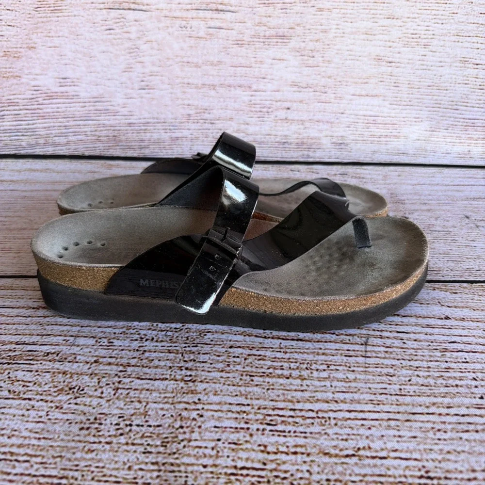 Mephisto Helen Women's Size 39 US 9 Black Leather Comfort Slip On Sandals